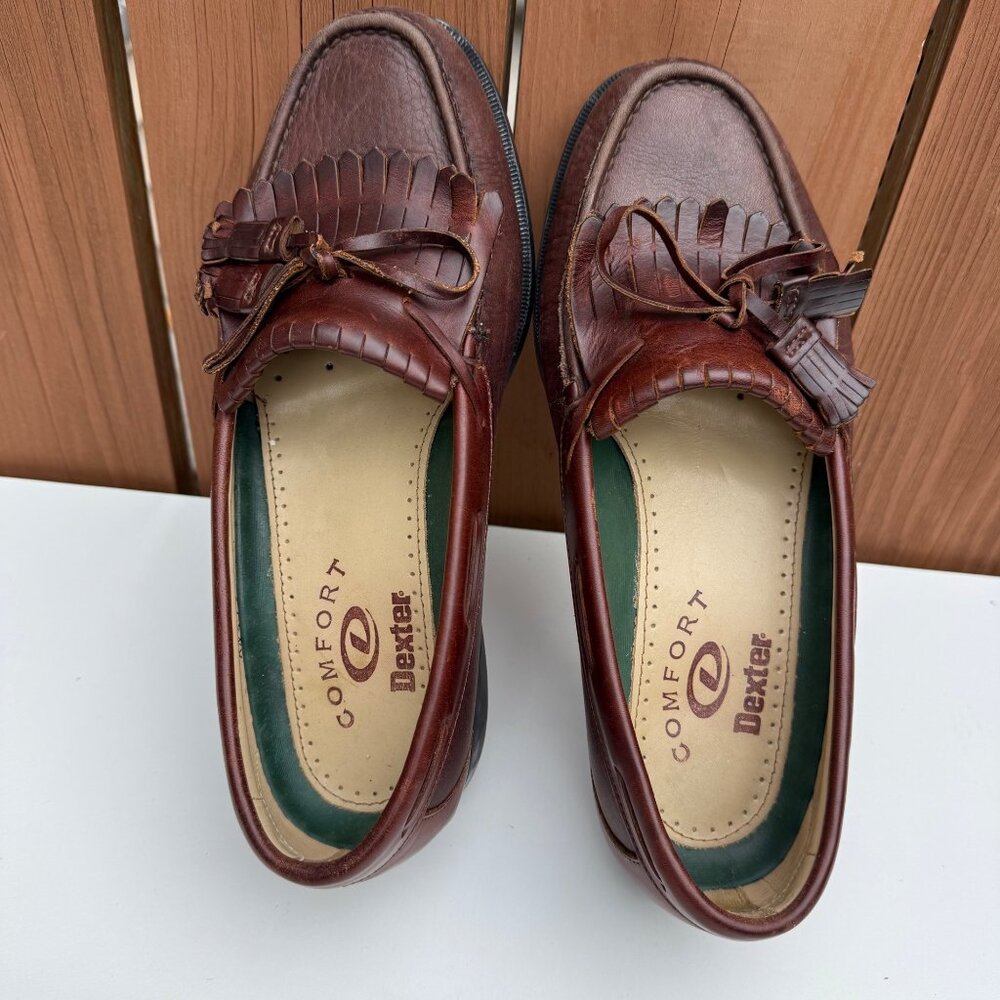 Brown Dexter Men's Leather Loafers with Tassels Size 9M - Picture 7 of 9